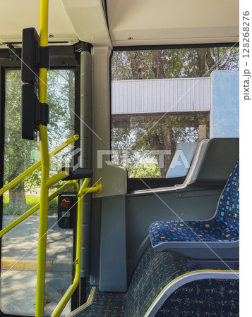 Inside a Modern City Bus 128268276