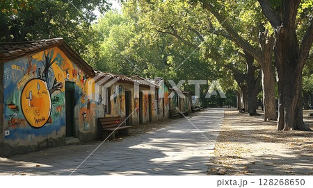 Whimsical dwellings: A visual symphony of art and nature in an urban setting 128268650