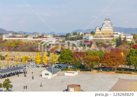 秋の兵庫県姫路市　世界遺産　国宝姫路城と紅葉 128268820