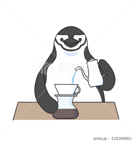 珈琲を淹れるペンギン 128268862