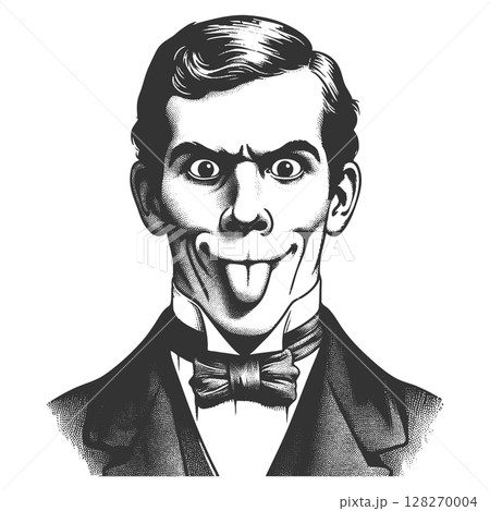 Silly Man in Suit Sticking Out Tongue raster 128270004