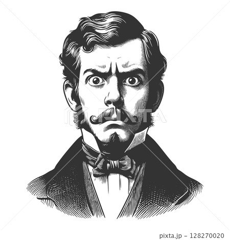 Shocked Victorian Man with Wide Eyes raster Shocked Victorian Man with Wide Eyes raster 128270020