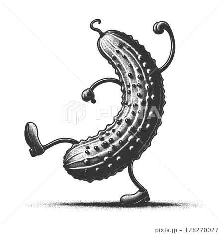 Dancing Pickle Character vector illustration Dancing Pickle Character vector illustration 128270027