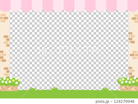 咖啡廳框架，粉紅色帳篷屋頂 128270046