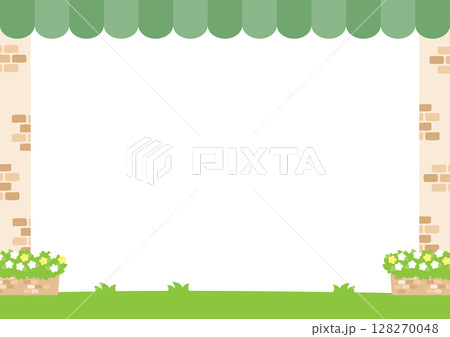 カフェのフレーム、グリーンのテント屋根 カフェのフレーム、グリーンのテント屋根 128270048