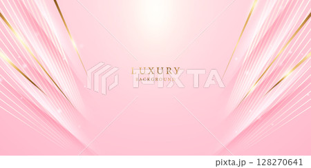 Abstract background design, modern pink and gold geometric element design. 128270641