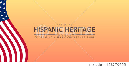 Patriotic Hispanic Heritage Design with Waving USA Flag Element Patriotic Hispanic Heritage Design with Waving USA Flag Element 128270666