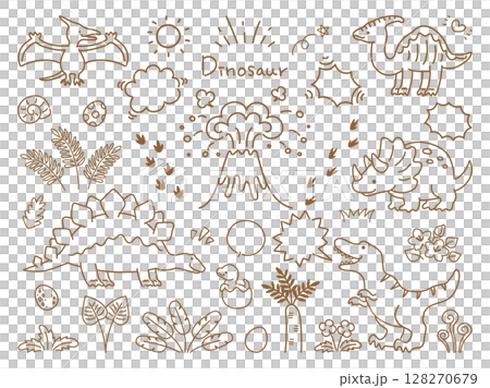 手描きの恐竜のイラストセット 手描きの恐竜のイラストセット 128270679