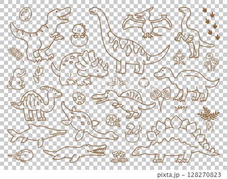 Dinosaur illustration, brown lines 128270823
