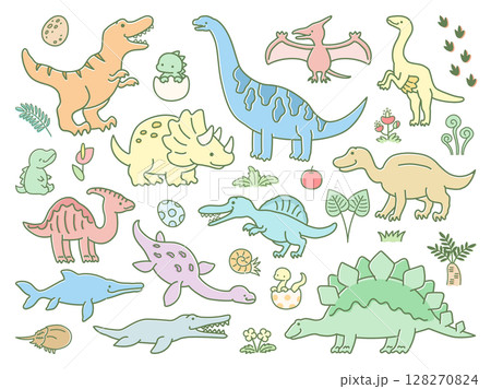 かわいい恐竜のイラストセット 128270824
