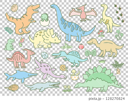 かわいい恐竜のイラストセット 128270824