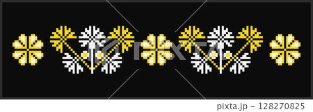Floral vyshyvanka ornament pattern on black 128270825