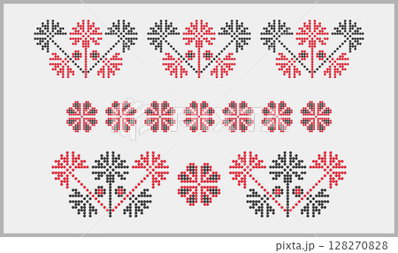Ukrainian ethnic floral ornament beaded design 128270828
