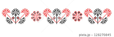 Ukrainian ethnic floral ornament beaded design 128270845