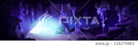 Magic cave interior with light through entrance 128270863