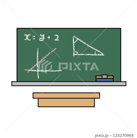 学校の黒板と教卓（数学） 128270968