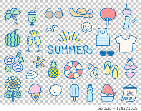 夏季可愛手繪插畫集 128271019