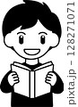 本を読む男性のシンプルなイラスト 128271071