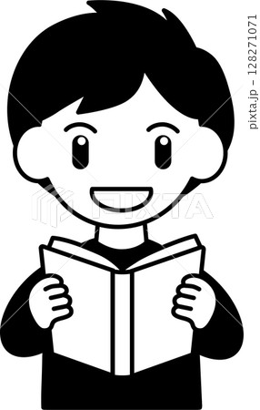 本を読む男性のシンプルなイラスト 本を読む男性のシンプルなイラスト 128271071