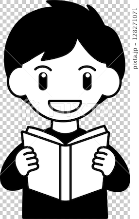本を読む男性のシンプルなイラスト 本を読む男性のシンプルなイラスト 128271071