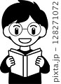 本を読むメガネをかけた男性のシンプルなイラスト 128271072