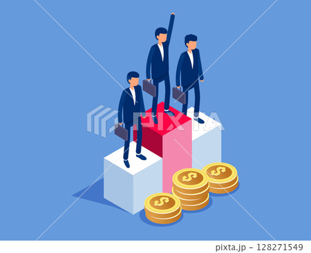 Awards, business success and rewards. Flat isometric vector concept 128271549