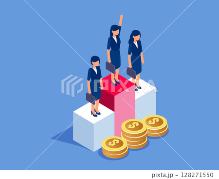 Awards, business success and rewards. Flat isometric vector concept 128271550