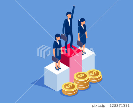 Awards, business success and rewards. Flat isometric vector concept 128271551
