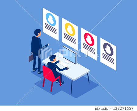 Recruitment, resume screening. Flat isometric vector concept 128271557