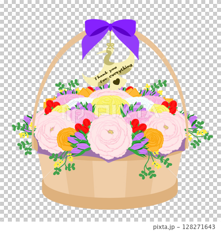 贈り物_フラワーバスケットのイラスト 128271643