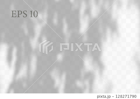 Transparent natural plant shadow. Light effect overlay. Mesh grid. Shadows from branches, plant, foliage and leaves on ground. Presentation your design card, poster Photo realistic vector 128271790