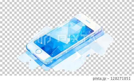 透明背景（png）にスマートフォンの水彩イラスト 128271851