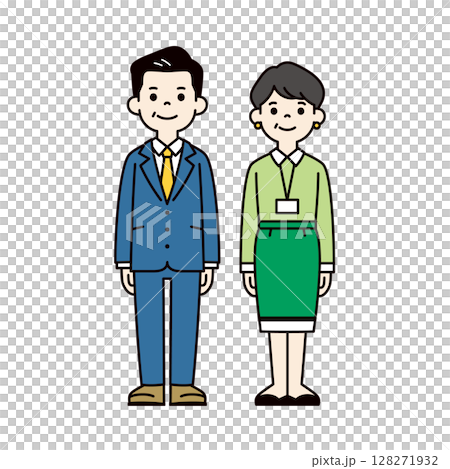 働く中高年の男女の全身イラスト素材セット_ビジネスパーソン_ベクター_カラー 働く中高年の男女の全身イラスト素材セット_ビジネスパーソン_ベクター_カラー 128271932