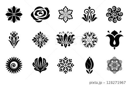 Flower icons set. Isolated elements for design. Vector graphics. 128271967