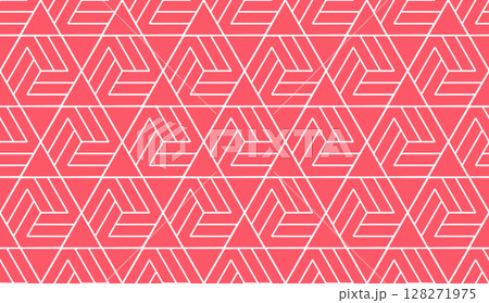 The geometric pattern with lines. Seamless vector background. White and pink texture. Graphic modern pattern. Simple lattice graphic design 128271975