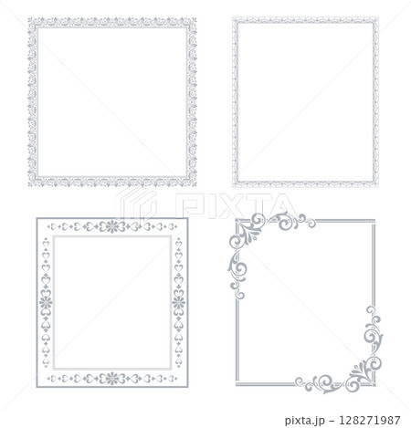Set of decorative frames Elegant vector element for design in Eastern style, place for text. Floral gray and white borders. Lace illustration for invitations and greeting cards 128271987