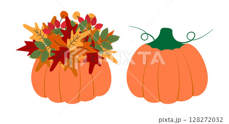 Orange Pumpkin Autumn leaves and rose hip twigs Bouquet and Crop Pumpkin with Stem Thanksgiving Set Orange Pumpkin Autumn leaves and rose hip twigs Bouquet and Crop Pumpkin with Stem Thanksgiving Set 128272032
