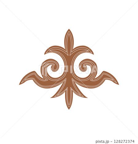 Traditional ethnic motif inspired by Kyrgyzstan nomadic art. Perfect for folk-themed designs, crafts, or textile. Vector ornament with cultural significance. Traditional ethnic motif inspired by Kyrgyzstan nomadic art. Perfect for folk-themed designs, crafts, or textile. Vector ornament with cultural significance. 128272374