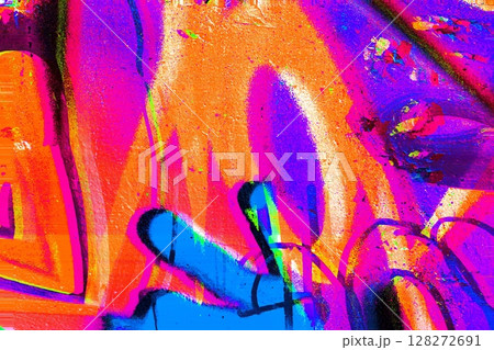 Vibrant Neon Abstract Street Art with 90s Acid Aesthetic Vibrant Neon Abstract Street Art with 90s Acid Aesthetic 128272691