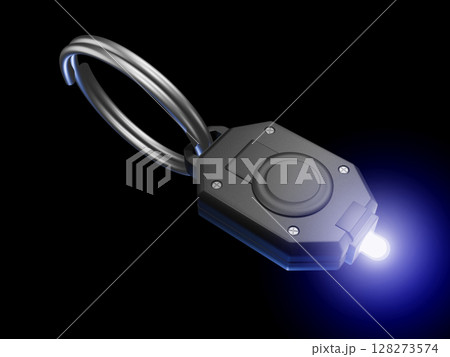 ミニライト　キーライト　懐中電灯　LEDライト  Mini flash light　黒バック 128273574