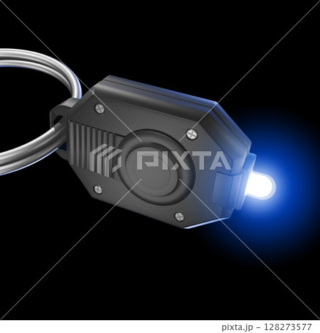 ミニライト　キーライト　懐中電灯　LEDライト  Mini flash light　黒バック 128273577