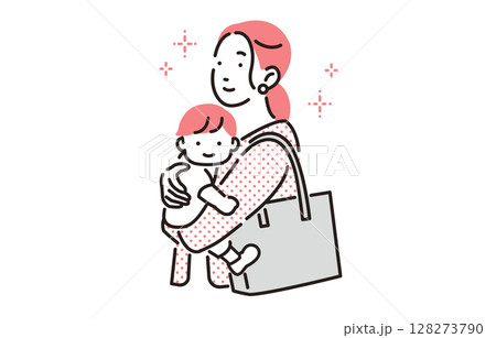 人物 赤ちゃんを抱っこするワーキングマザー 128273790