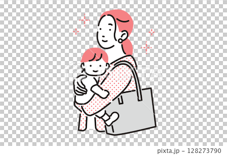 人物 赤ちゃんを抱っこするワーキングマザー 128273790