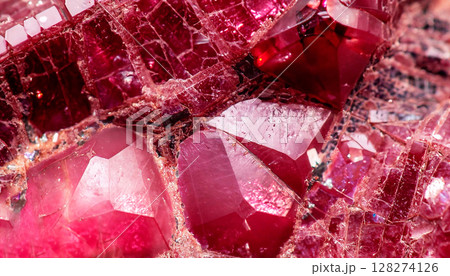 macro photo of ruby texture with crystal structure macro photo of ruby texture with crystal structure 128274126