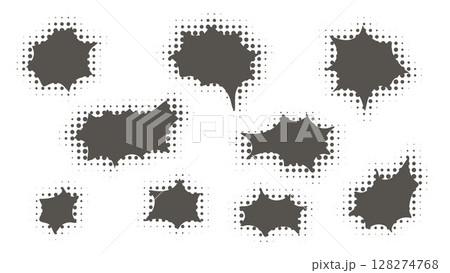 Set of abstract comic speech bubbles in halftone style 128274768