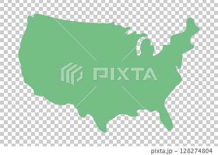 美國綠色輪廓地圖插圖 128274804