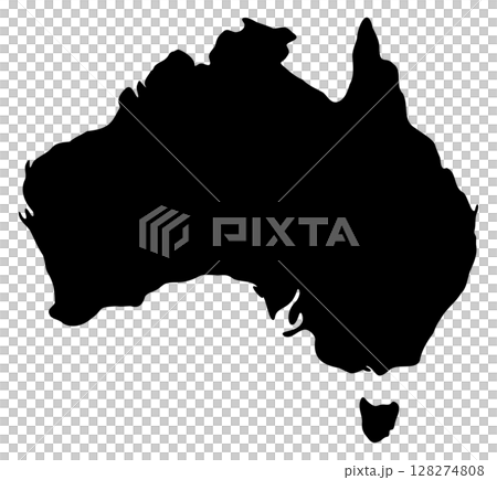 澳洲大陸黑色輪廓地圖插圖 128274808