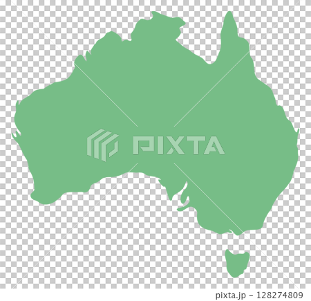 澳洲大陸的簡單輪廓地圖插圖（綠色） 128274809