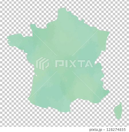 淺色水彩風格的法國大陸和科西嘉島剪影地圖插圖 128274835