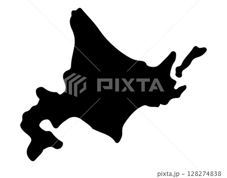 北海道の黒塗りシルエット地図イラスト 128274838